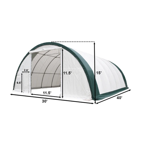 Cobertizo de almacenamiento de un solo arco L30’xL40’xH15′ – Robusto y espacioso - Imagen 2
