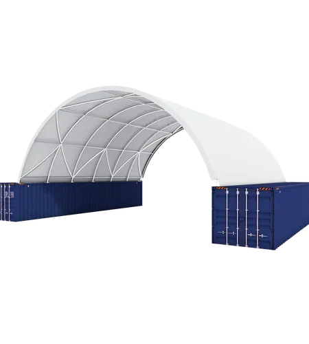 Cobertizo para contenedores marítimos 40’x40’x13′ – Robusto y versátil