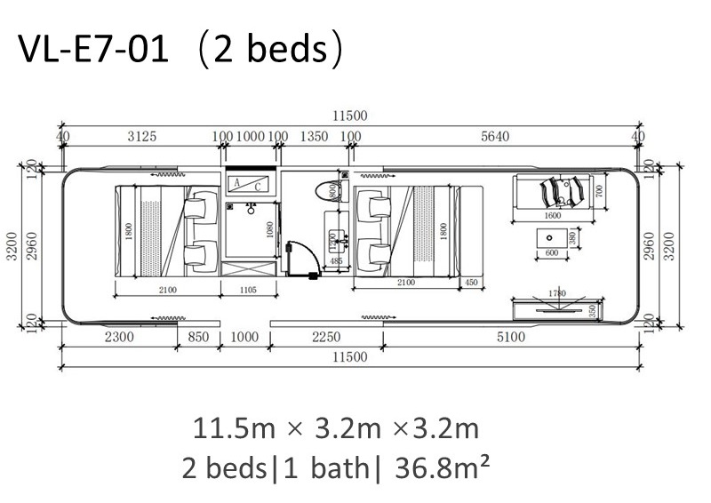 Casa cápsula E7, 36,8m2-Diseño compacto, 2 camas, máxima eficiencia - Imagen 4