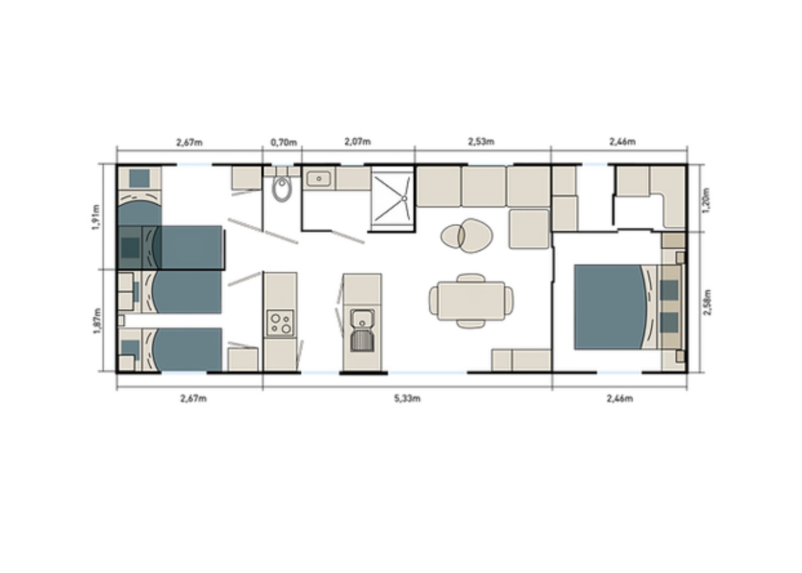 Mobile Home LOUISIANE PONANT 40m2 – 3 Habitaciones, Premium - Imagen 14